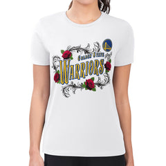 Golden State Warriors G-III 4Her by Carl Banks Women's Super-Slim Fit Lightweight Roses Crew Neck T-Shirt White outlet