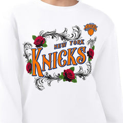 New York Knicks G-III 4Her by Carl Banks Women's Roses Fleece Tri-Blend Sweatshirt White