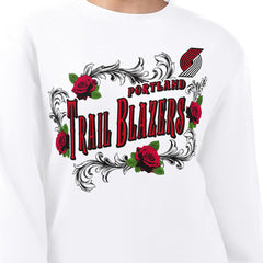 Portland Trail Blazers G-III 4Her by Carl Banks Women's Roses Fleece Tri-Blend Sweatshirt White outlet