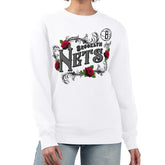 Brooklyn Nets G-III 4Her by Carl Banks Women's Roses Fleece Tri-Blend Sweatshirt White