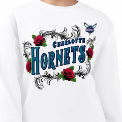 Charlotte Hornets G-III 4Her by Carl Banks Women's Roses Fleece Tri-Blend Sweatshirt White