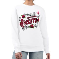 Houston Rockets G-III 4Her by Carl Banks Women's Roses Fleece Tri-Blend Sweatshirt White