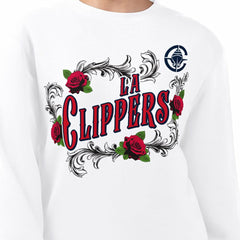 LA Clippers G-III 4Her by Carl Banks Women's Roses Fleece Tri-Blend Sweatshirt White