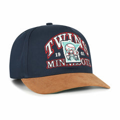 Minnesota Twins '47 Cooperstown Break Wood Suede Hitch Adjustable Hat - Navy/Brown Hats