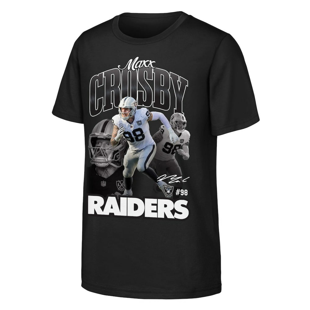 Maxx Crosby Las Vegas Raiders Outerstuff Youth Triple Pic T-Shirt - Black T-shirts