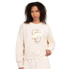 San Diego Padres Starter Women's Pastels Boxy Fleece Sweatshirt - Cream Sweatshirts