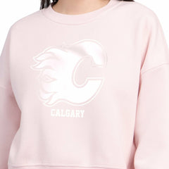 Calgary Flames Starter Women's Boxy Cropped Sweatshirt - Pink | US 203459787