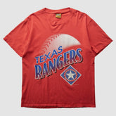Texas Rangers Nutmeg Mills 1996 T-Shirt - Red - Vintage T-shirts