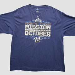 Milwaukee Brewers Majestic 2011 Long Sleeve T-Shirt - Blue - 2XVintage T-shirts
