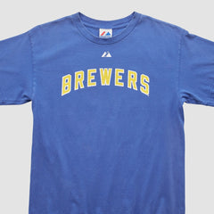 Milwaukee Brewers Majestic 2000s T-Shirt - Blue - XVintage T-shirts