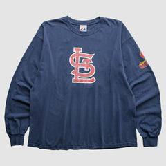 St. Louis Cardinals Majestic 2000s T-Shirt - Navy - XVintage T-shirts