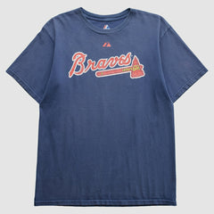 Atlanta Braves Majestic 2000s T-Shirt - Blue - Vintage T-shirts