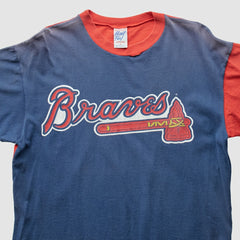 Atlanta Braves All Out Fan! 90s T-Shirt - Blue - Vintage T-shirts
