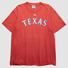 Texas Rangers Majestic 2010 T-Shirt - Red - Vintage T-shirts