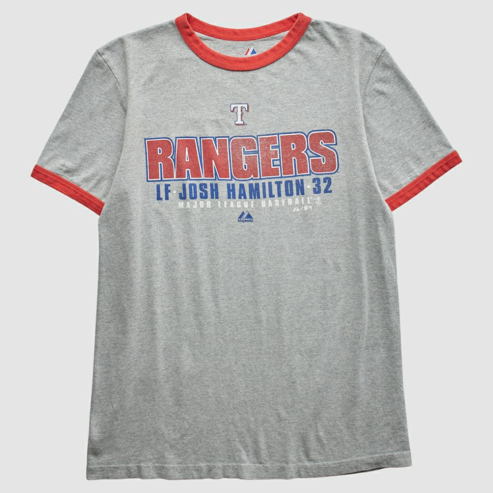 Texas Rangers Majestic 2010 T-Shirt - Heather Gray - Vintage T-shirts