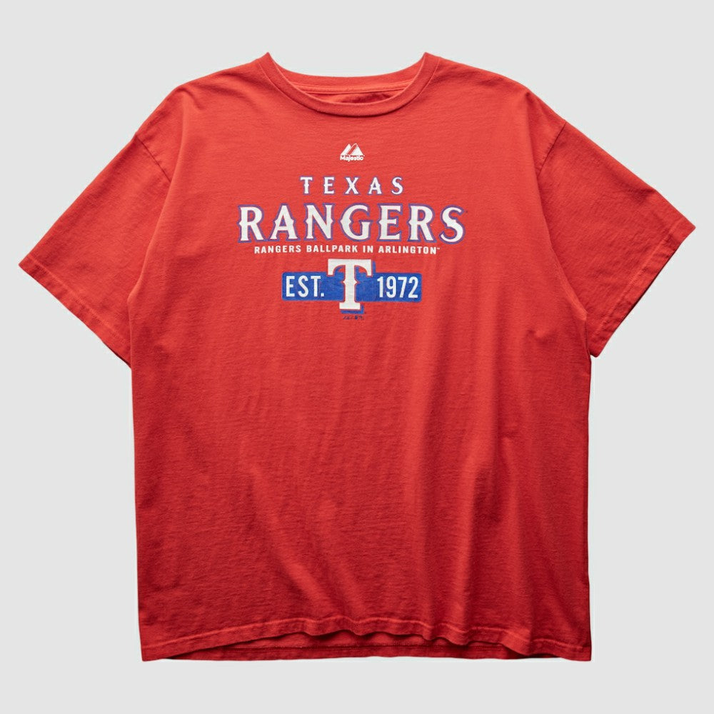 Texas Rangers Majestic 2000s T-Shirt - Red - XVintage T-shirts
