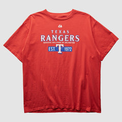 Texas Rangers Majestic 2000s T-Shirt - Red - XVintage T-shirts