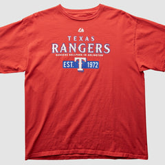Texas Rangers Majestic 2000s T-Shirt - Red - XVintage T-shirts