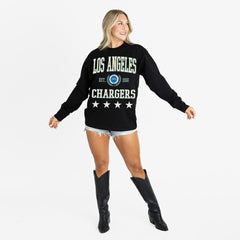 Los Angeles Chargers Gameday Couture Women's Oversized Everyday Star Long Sleeve T-Shirt - Black T-shirts