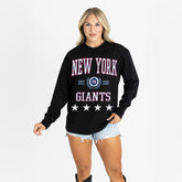 New York Giants Gameday Couture Women's Oversized Everyday Star Long Sleeve T-Shirt - Black T-shirts