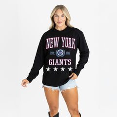 New York Giants Gameday Couture Women's Oversized Everyday Star Long Sleeve T-Shirt - Black T-shirts