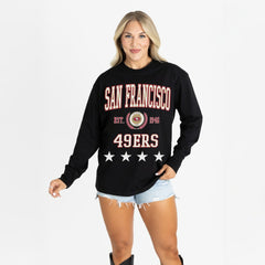 San Francisco 49ers Gameday Couture Women's Oversized Everyday Star Long Sleeve T-Shirt - Black T-shirts