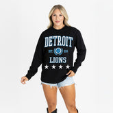 Detroit Lions Gameday Couture Women's Oversized Everyday Star Long Sleeve T-Shirt - Black T-shirts