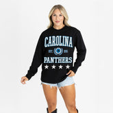 Carolina Panthers Gameday Couture Women's Oversized Everyday Star Long Sleeve T-Shirt - Black T-shirts
