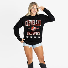 Cleveland Browns Gameday Couture Women's Oversized Everyday Star Long Sleeve T-Shirt - Black T-shirts
