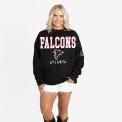 Atlanta Falcons Gameday Couture Women's Oversized Level Up Black Label Premium Fleece Sweatshirt - Black Sweatshirts