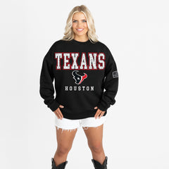 Houston Texans Gameday Couture Women's Oversized Level Up Black Label Premium Fleece Sweatshirt - Black Sweatshirts