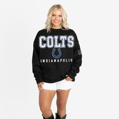 Indianapolis Colts Gameday Couture Women's Oversized Level Up Black Label Premium Fleece Sweatshirt - Black Sweatshirts