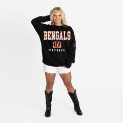Cincinnati Bengals Gameday Couture Women's Oversized Level Up Black Label Premium Fleece Sweatshirt - Black Sweatshirts