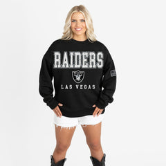 Las Vegas Raiders Gameday Couture Women's Oversized Level Up Black Label Premium Fleece Sweatshirt - Black Sweatshirts