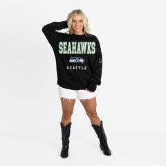 Seattle Seahawks Gameday Couture Women's Oversized Level Up Black Label Premium Fleece Sweatshirt - Black Sweatshirts