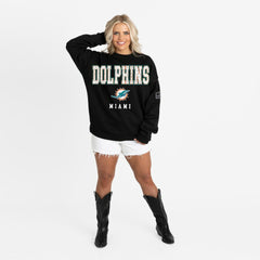 Miami Dolphins Gameday Couture Women's Oversized Level Up Black Label Premium Fleece Sweatshirt - Black Sweatshirts
