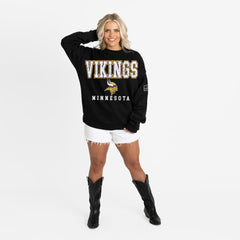 Minnesota Vikings Gameday Couture Women's Oversized Level Up Black Label Premium Fleece Sweatshirt - Black Sweatshirts