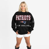 New England Patriots Gameday Couture Women's Oversized Level Up Black Label Premium Fleece Sweatshirt - Black Sweatshirts