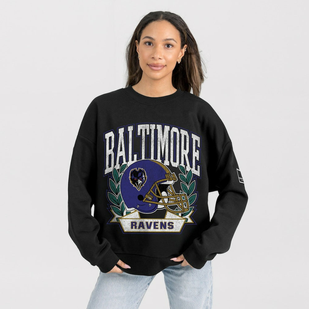 Baltimore Ravens Gameday Couture Women's Oversized Victory Lane Black Label Premium Fleece Sweatshirt - Black Sweatshirts