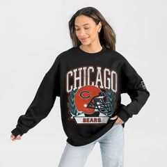 Chicago Bears Gameday Couture Women's Oversized Victory Lane Black Label Premium Fleece Sweatshirt - Black Sweatshirts