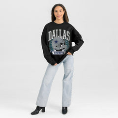 Dallas Cowboys Gameday Couture Women's Oversized Victory Lane Black Label Premium Fleece Sweatshirt - Black Sweatshirts