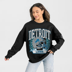 Detroit Lions Gameday Couture Women's Oversized Victory Lane Black Label Premium Fleece Sweatshirt - Black Sweatshirts
