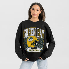 Green Bay Packers Gameday Couture Women's Oversized Victory Lane Black Label Premium Fleece Sweatshirt - Black Sweatshirts