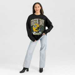 Green Bay Packers Gameday Couture Women's Oversized Victory Lane Black Label Premium Fleece Sweatshirt - Black Sweatshirts