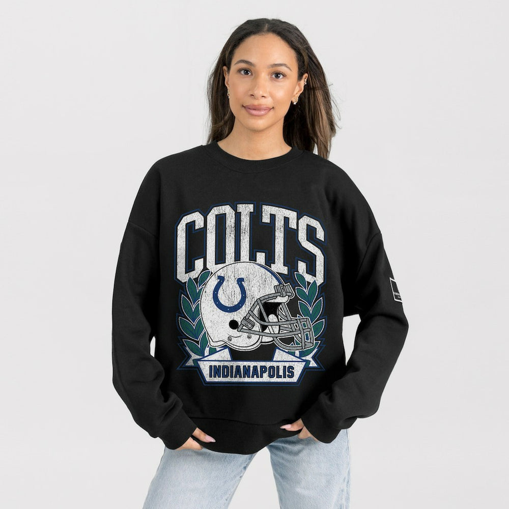 Indianapolis Colts Gameday Couture Women's Oversized Victory Lane Black Label Premium Fleece Sweatshirt - Black Sweatshirts