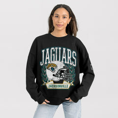 Jacksonville Jaguars Gameday Couture Women's Oversized Victory Lane Black Label Premium Fleece Sweatshirt - Black Sweatshirts
