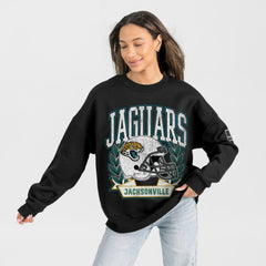 Jacksonville Jaguars Gameday Couture Women's Oversized Victory Lane Black Label Premium Fleece Sweatshirt - Black Sweatshirts