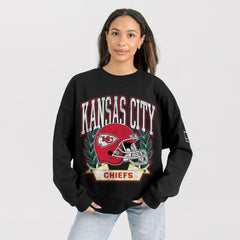 Kansas City Chiefs Gameday Couture Women's Oversized Victory Lane Black Label Premium Fleece Sweatshirt - Black Sweatshirts
