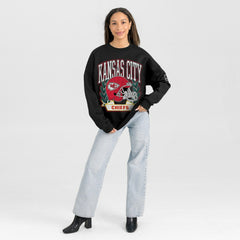 Kansas City Chiefs Gameday Couture Women's Oversized Victory Lane Black Label Premium Fleece Sweatshirt - Black Sweatshirts
