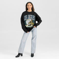 Los Angeles Chargers Gameday Couture Women's Oversized Victory Lane Black Label Premium Fleece Sweatshirt - Black Sweatshirts
